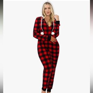 Giggling Getup Red and Black Plaid Onesie